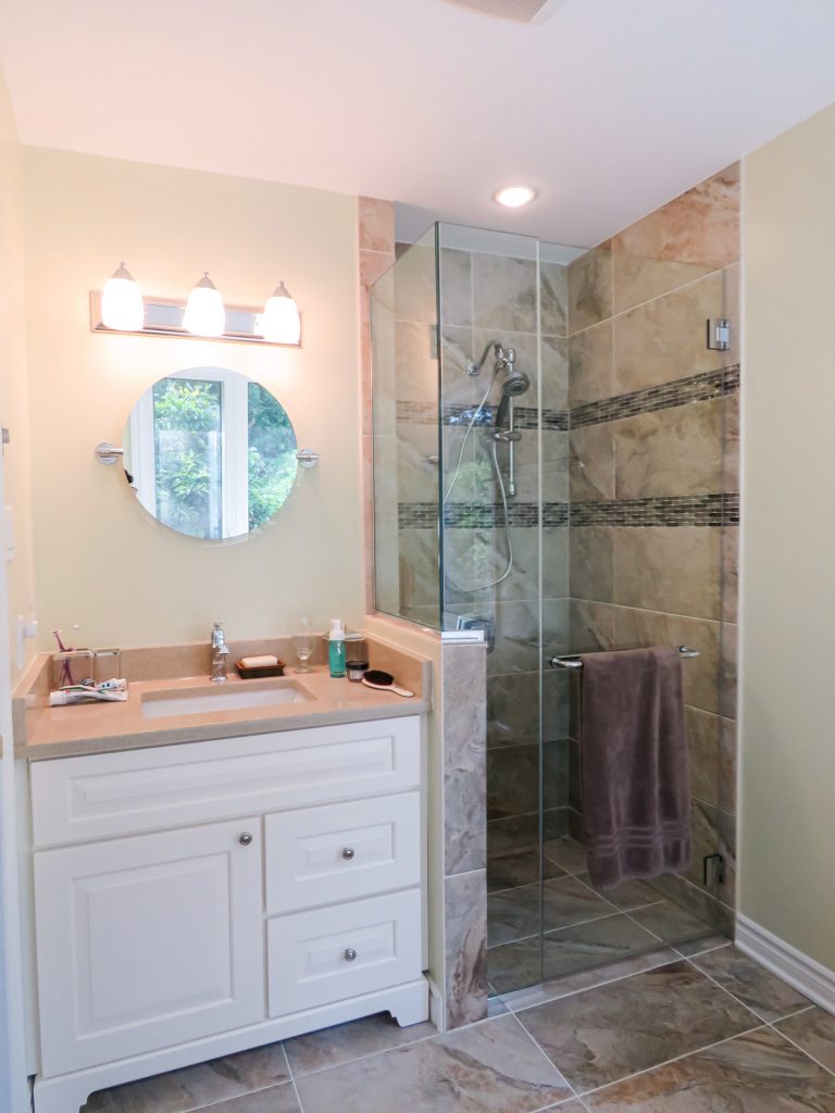 Small Ottawa bathroom renovation with walk-in shower remodel