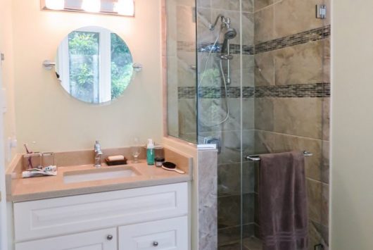 Tub-to-shower conversion in Ottawa with glass walk-in shower