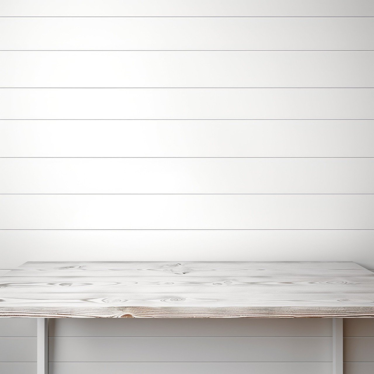 White horizontal shiplap bathroom wainscoting on half wall