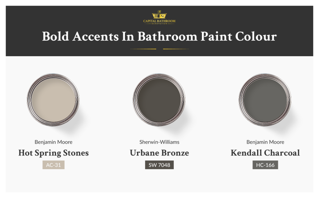 Modern bathroom with bold accent paint colours, adding contrast and personality to 2026 bathroom design trends
